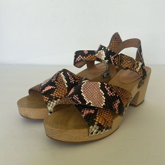 Madewell The Johanna Crisscross Clog Sandal in Snake Embossed Leather, Size 8 ♣️ - Picture 2 of 12